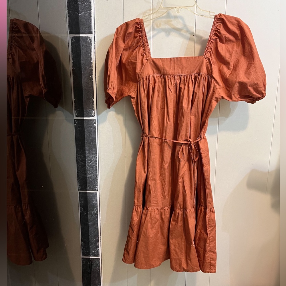 Mango ruffled puff sleeve dress